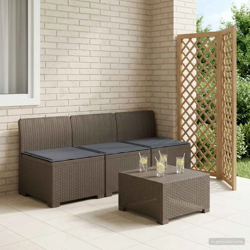 3-vietė sodo sofa su pagalvėlėmis, Rattan išvaizda PP