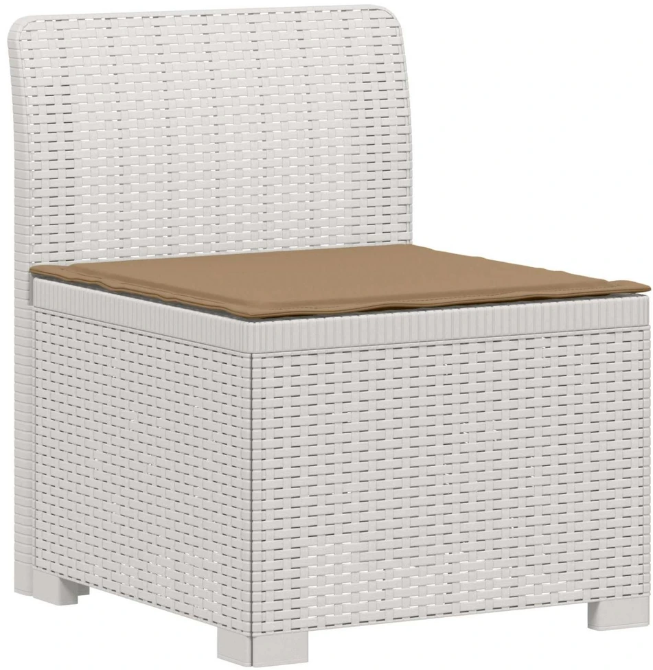3-vietė sodo sofa su pagalvėlėmis, Rattan išvaizda PP Balta