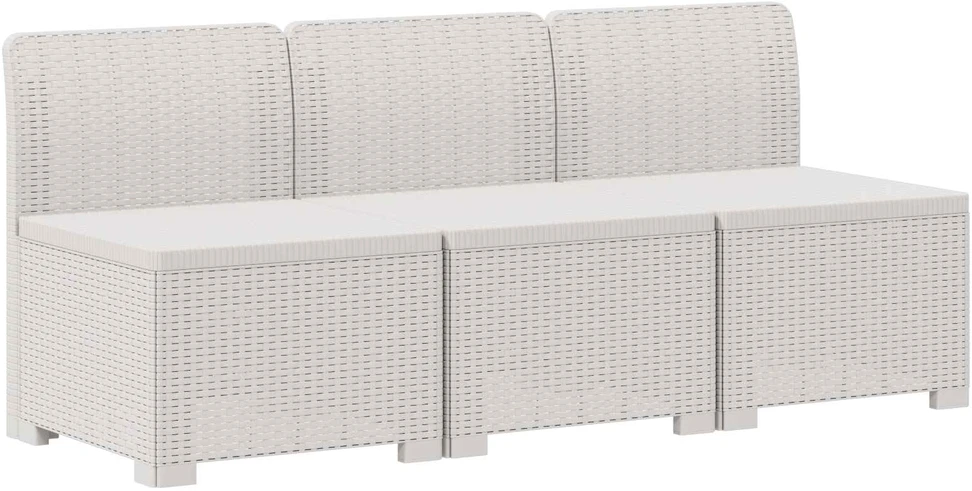 3-vietė sodo sofa su pagalvėlėmis, Rattan išvaizda PP Balta