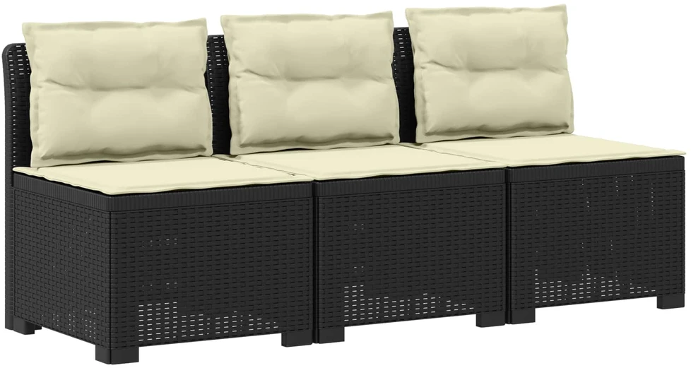 3-vietė sodo sofa su pagalvėlėmis, Rattan išvaizda PP Antracito