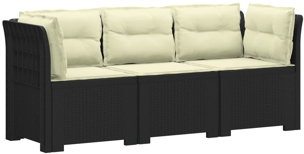 3-vietė sodo sofa su pagalvėlėmis, Rattan išvaizda PP Antracito