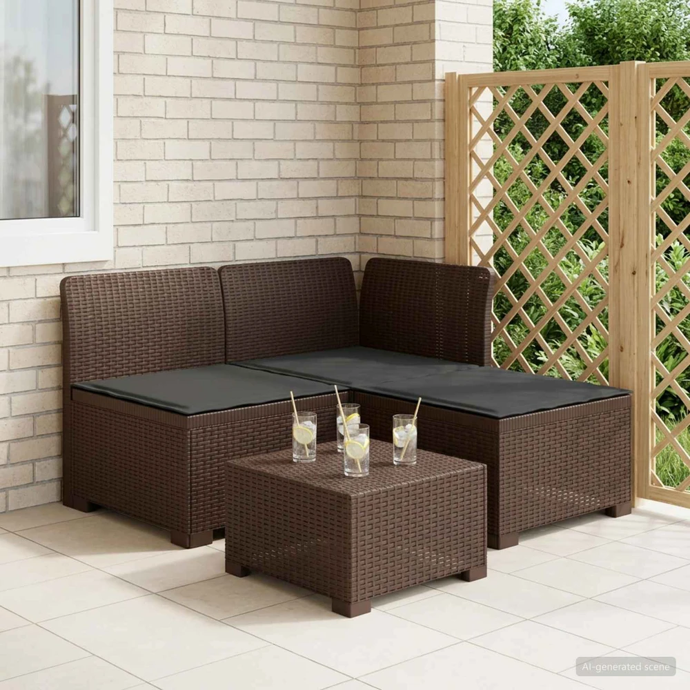 3-vietė sodo sofa su pagalvėlėmis, Rattan išvaizda 3 vietos PP