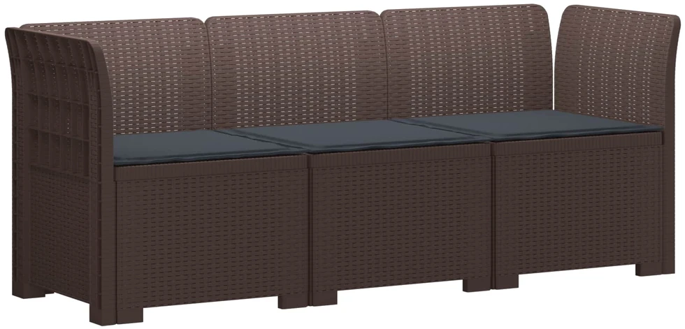 3-vietė sodo sofa su pagalvėlėmis, Rattan išvaizda PP Ruda