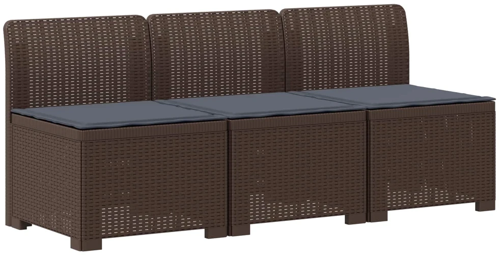 3-vietė sodo sofa su pagalvėlėmis, Rattan išvaizda 3 vietos PP