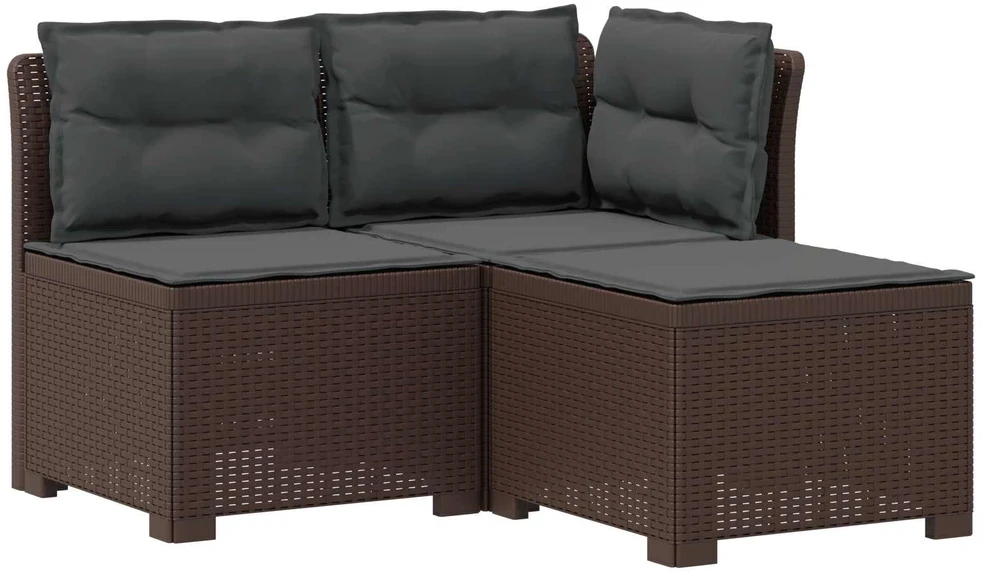 3-vietė sodo sofa su pagalvėlėmis, Rattan išvaizda 3 vietos PP