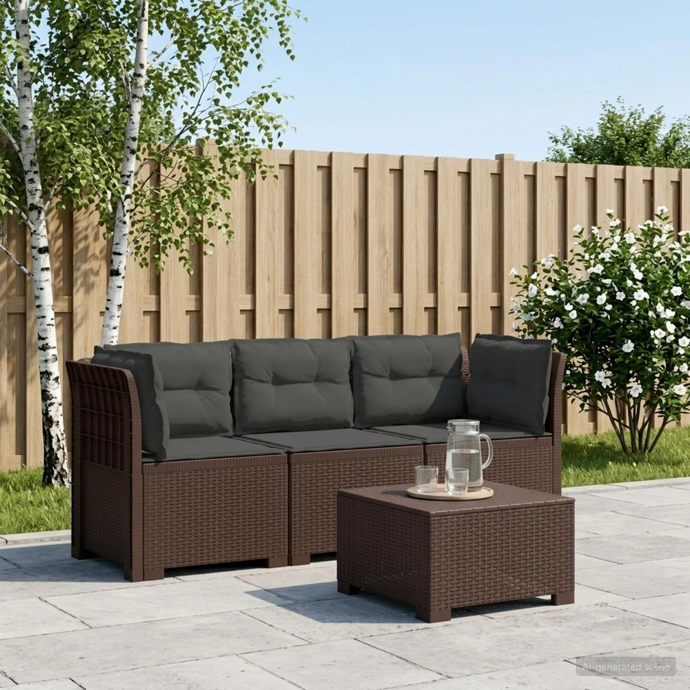 3-vietė sodo sofa su pagalvėlėmis, Rattan išvaizda PP Ruda
