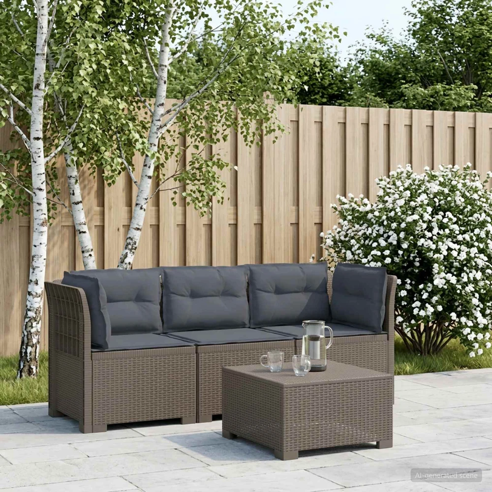3-vietė sodo sofa su pagalvėlėmis, Rattan išvaizda PP