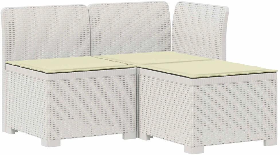 3-vietė sodo sofa su pagalvėlėmis, Rattan išvaizda PP Balta