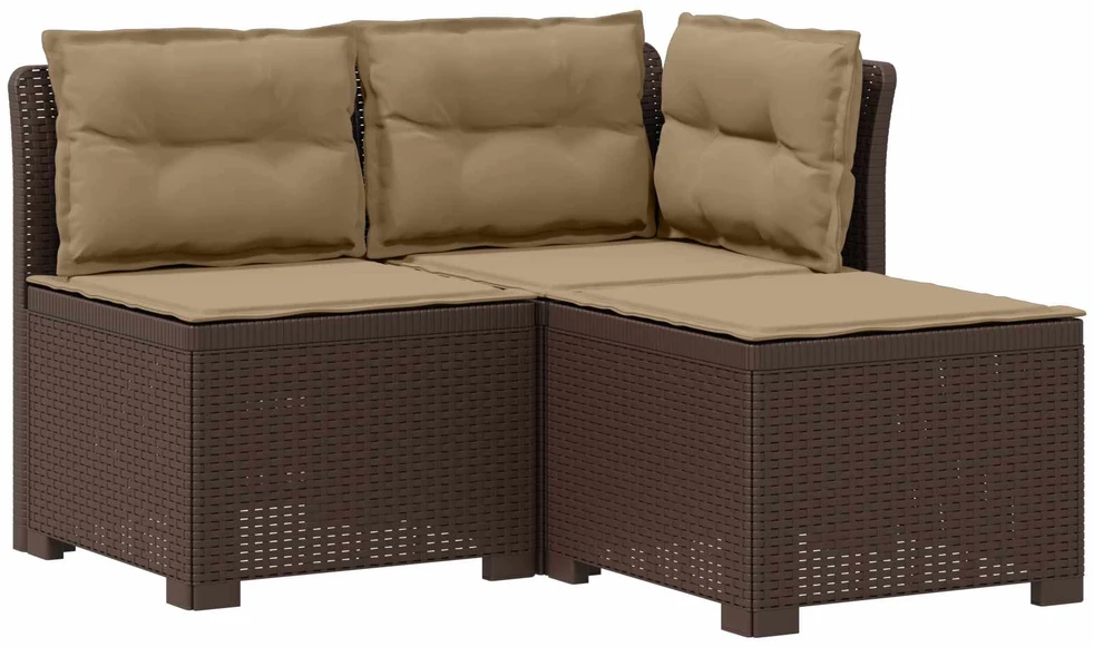 3-vietė sodo sofa su pagalvėlėmis, Rattan išvaizda 3 vietos PP