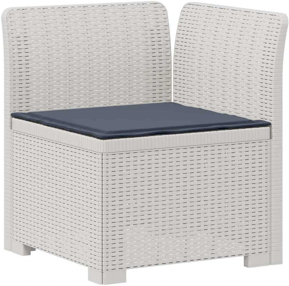 3-vietė sodo sofa su pagalvėlėmis, Rattan išvaizda PP Balta