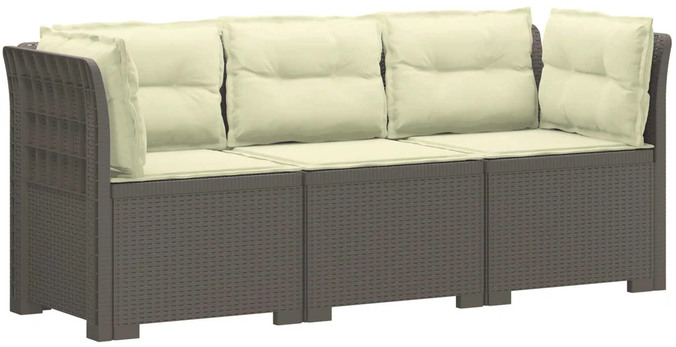 3-vietė sodo sofa su pagalvėlėmis, Rattan išvaizda PP