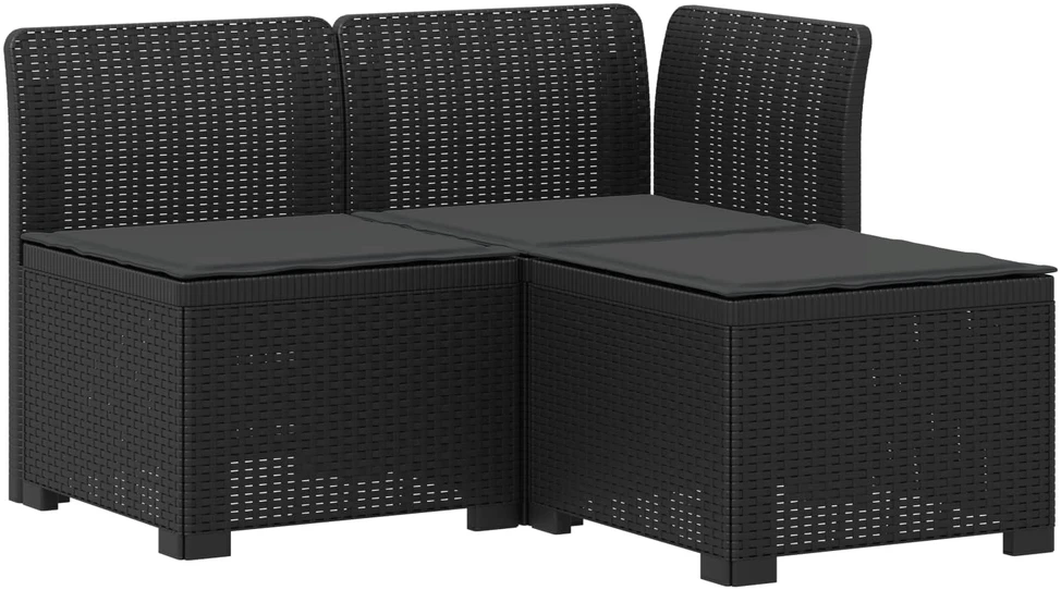 3-vietė sodo sofa su pagalvėlėmis, Rattan išvaizda PP Antracito