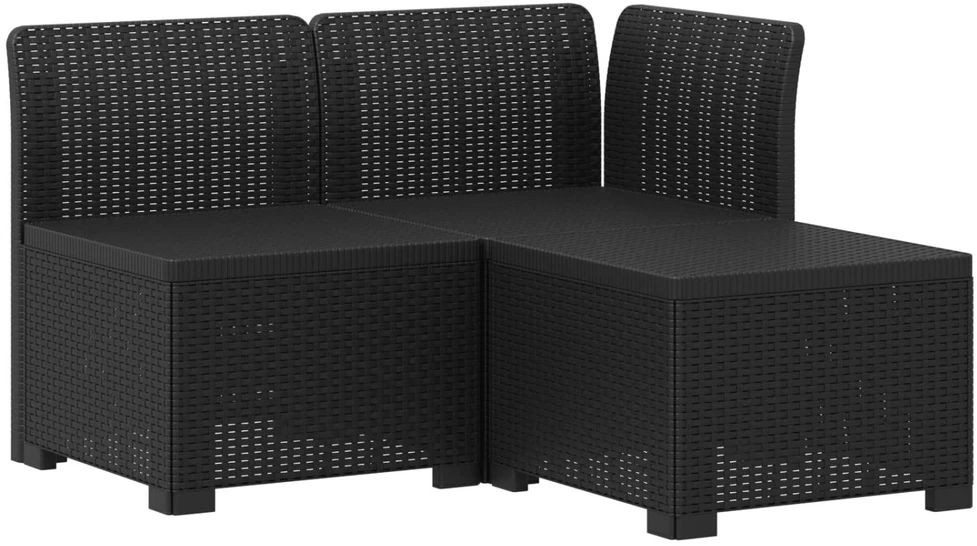 3-vietė sodo sofa su pagalvėlėmis, Rattan išvaizda PP Antracito