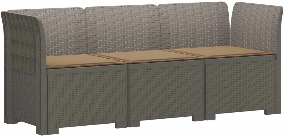 3-vietė sodo sofa su pagalvėlėmis, Rattan išvaizda PP