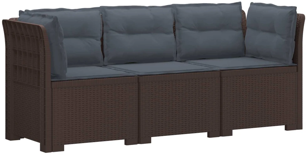 3-vietė sodo sofa su pagalvėlėmis, Rattan išvaizda PP Ruda