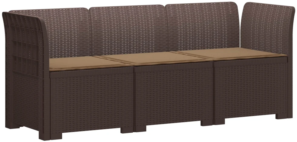 3-vietė sodo sofa su pagalvėlėmis, Rattan išvaizda PP Ruda