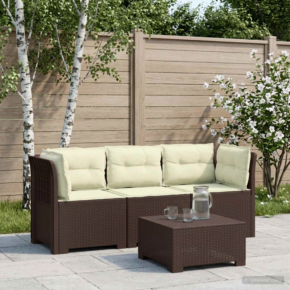 3-vietė sodo sofa su pagalvėlėmis, Rattan išvaizda PP Ruda