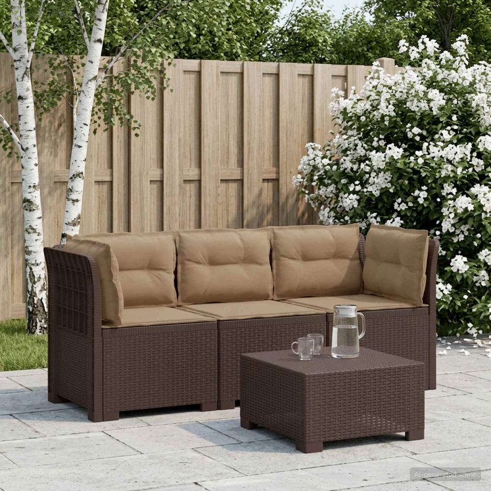 3-vietė sodo sofa su pagalvėlėmis, Rattan išvaizda PP Ruda
