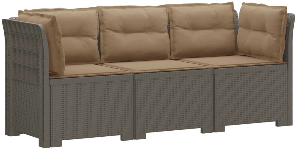 3-vietė sodo sofa su pagalvėlėmis, Rattan išvaizda PP