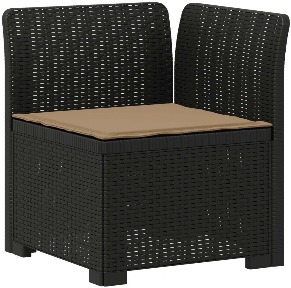3-vietė sodo sofa su pagalvėlėmis, Rattan išvaizda PP Antracito