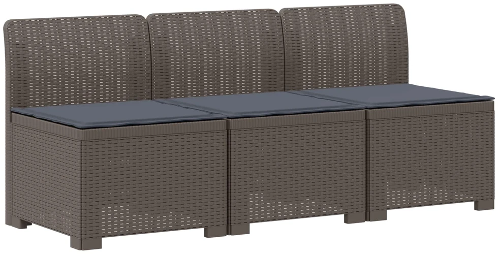 3-vietė sodo sofa su pagalvėlėmis, Rattan išvaizda PP