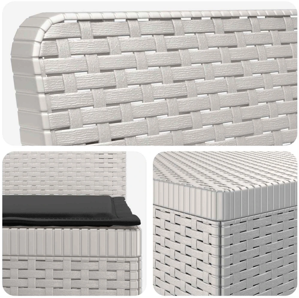 3-vietė sodo sofa su pagalvėlėmis, Rattan išvaizda PP Balta