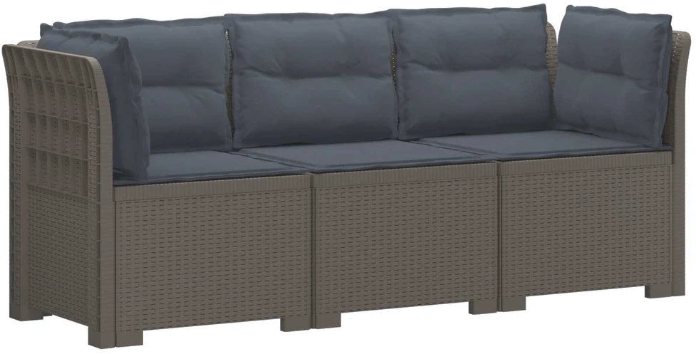 3-vietė sodo sofa su pagalvėlėmis, Rattan išvaizda PP