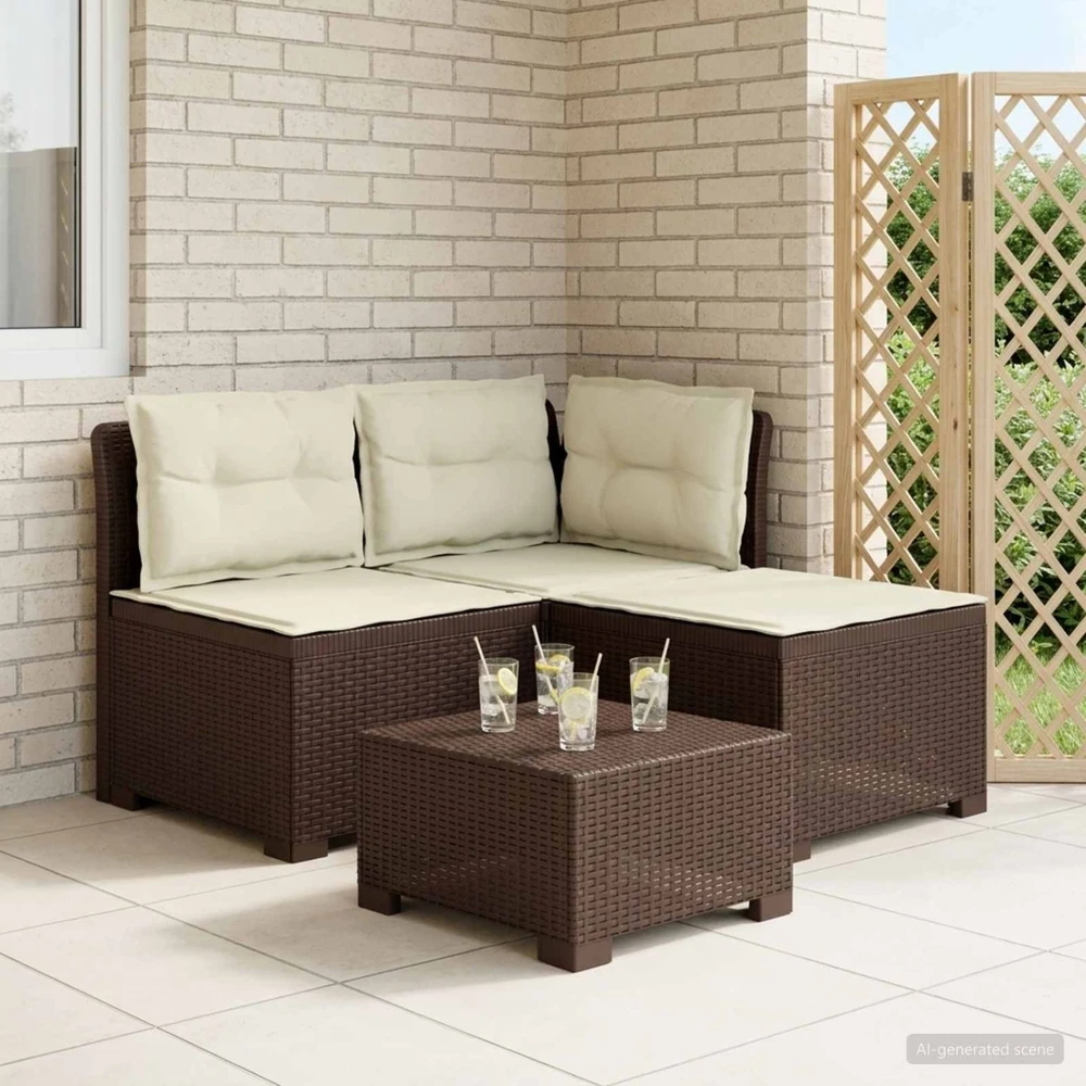 3-vietė sodo sofa su pagalvėlėmis, Rattan išvaizda PP Ruda