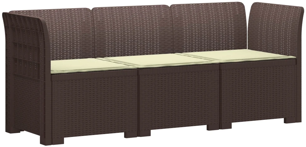 3-vietė sodo sofa su pagalvėlėmis, Rattan išvaizda PP Ruda
