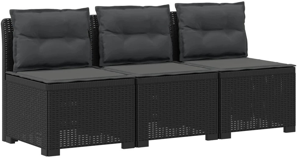 3-vietė sodo sofa su pagalvėlėmis, Rattan išvaizda PP Antracito