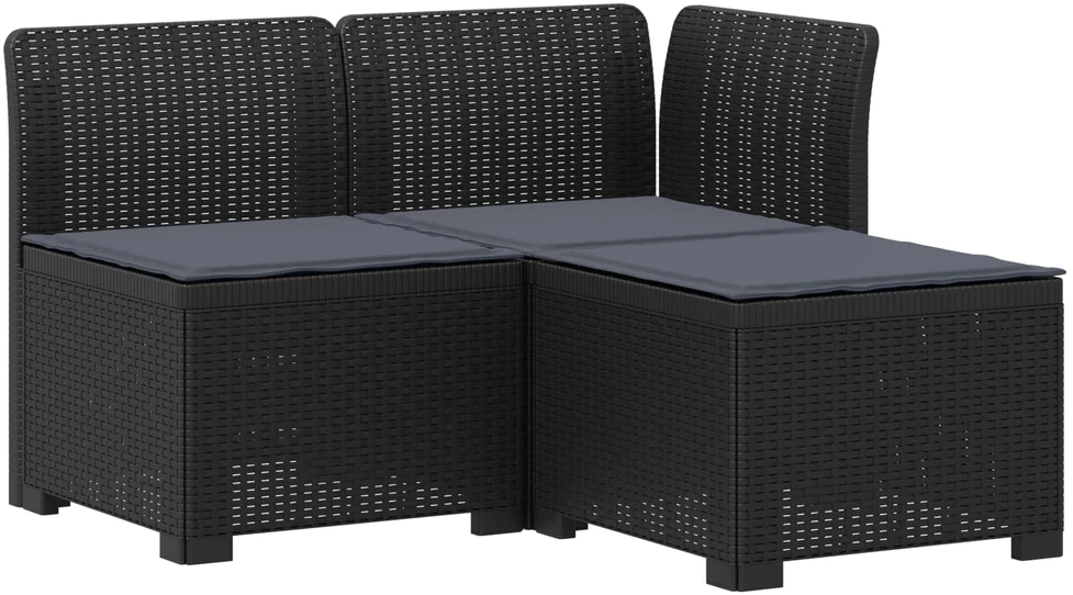 3-vietė sodo sofa su pagalvėlėmis, Rattan išvaizda PP Antracito