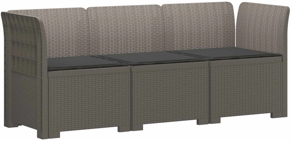 3-vietė sodo sofa su pagalvėlėmis, Rattan išvaizda PP