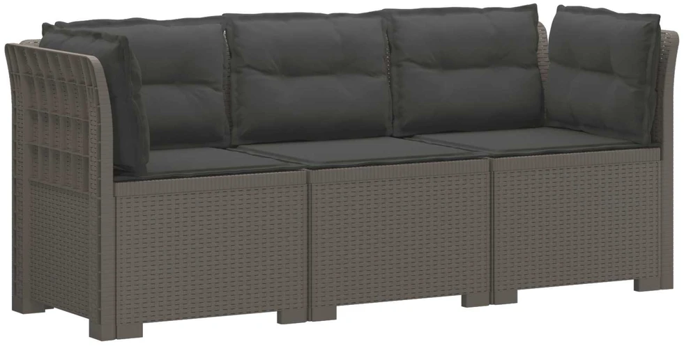 3-vietė sodo sofa su pagalvėlėmis, Rattan išvaizda PP