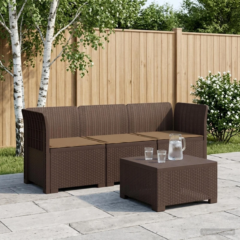 3-vietė sodo sofa su pagalvėlėmis, Rattan išvaizda PP Ruda