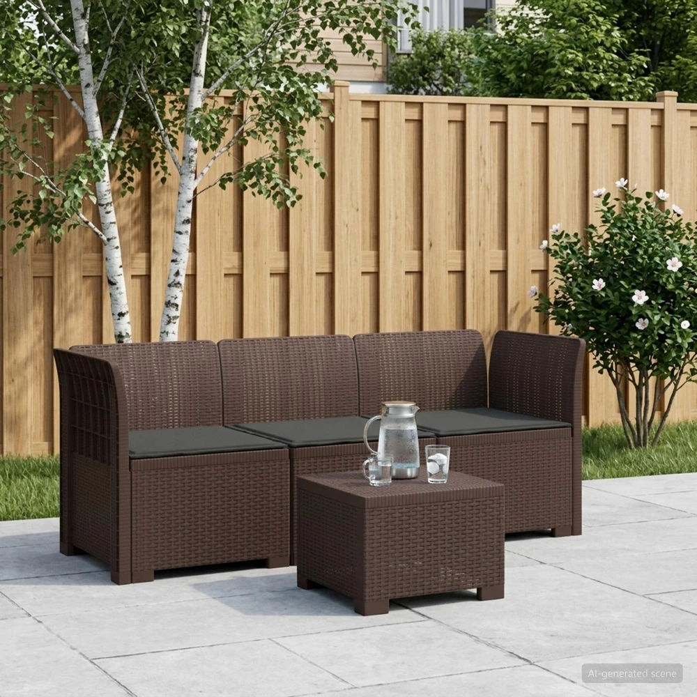 3-vietė sodo sofa su pagalvėlėmis, Rattan išvaizda PP Ruda