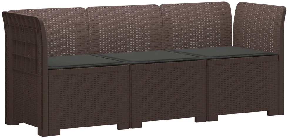 3-vietė sodo sofa su pagalvėlėmis, Rattan išvaizda PP Ruda