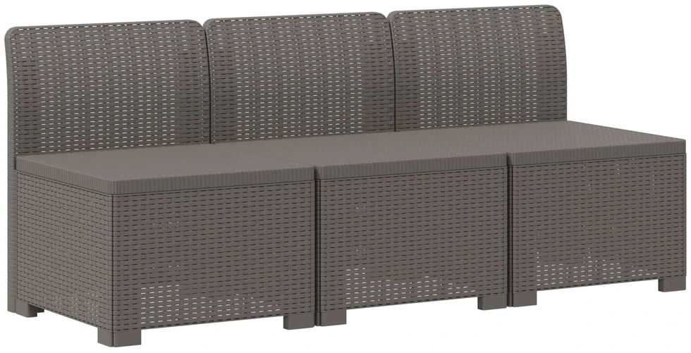 3-vietė sodo sofa su pagalvėlėmis, Rattan išvaizda PP