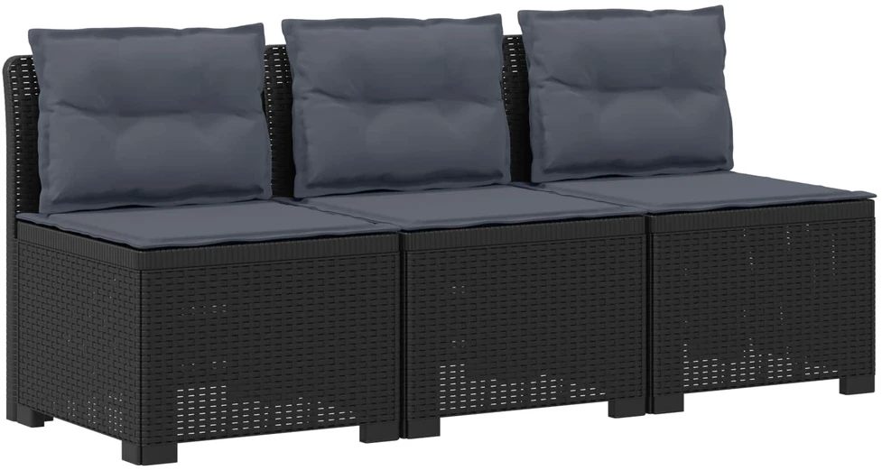 3-vietė sodo sofa su pagalvėlėmis, Rattan išvaizda PP Antracito