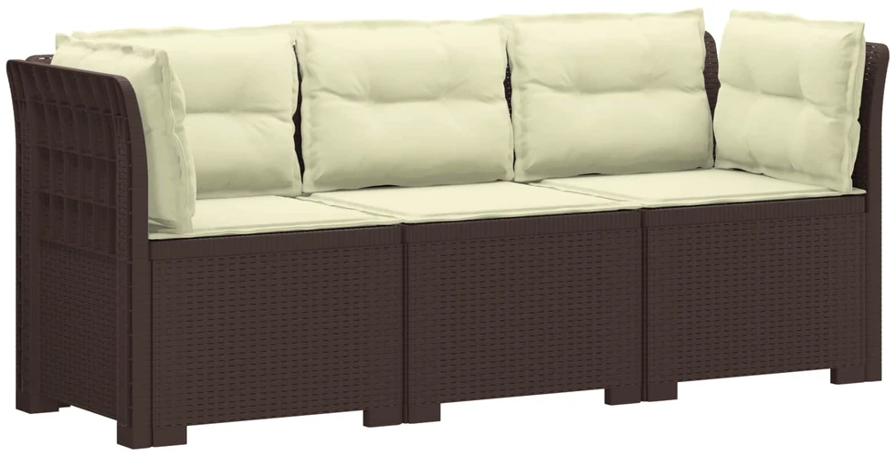 3-vietė sodo sofa su pagalvėlėmis, Rattan išvaizda PP Ruda