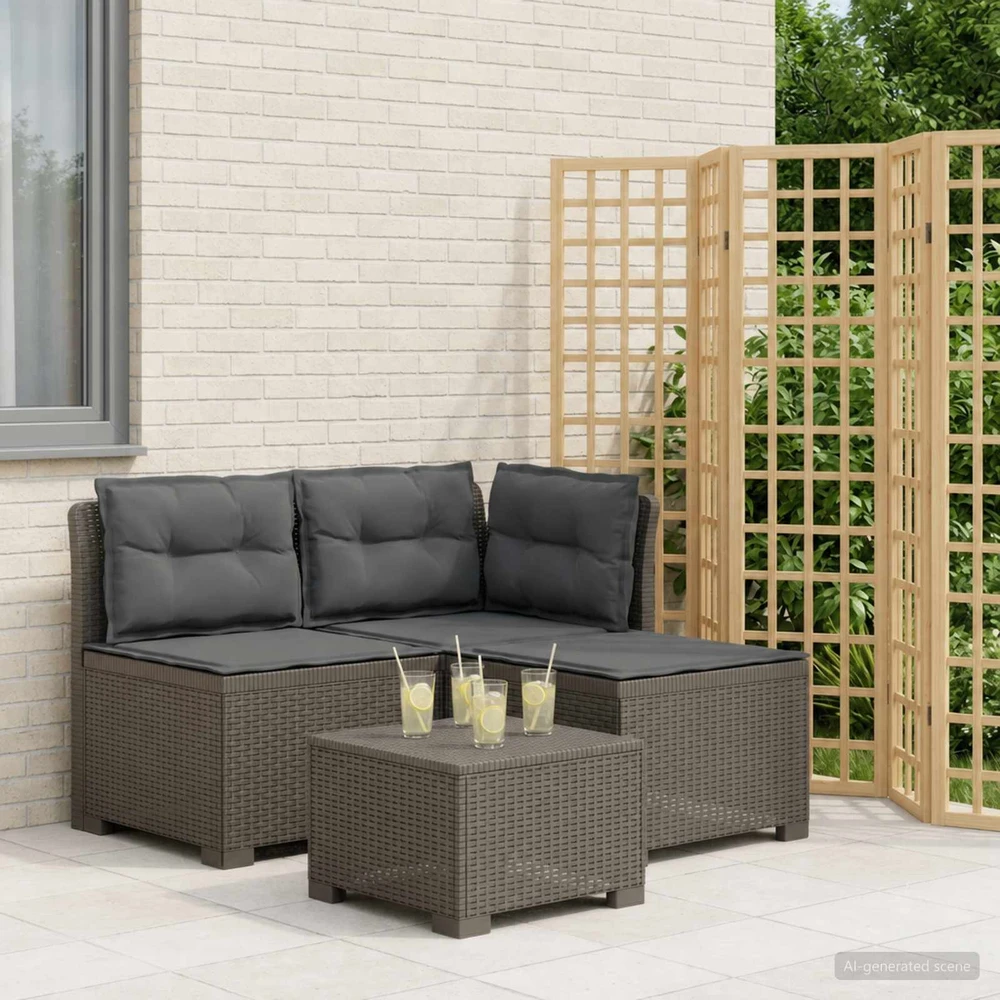 3-vietė sodo sofa su pagalvėlėmis, Rattan išvaizda PP