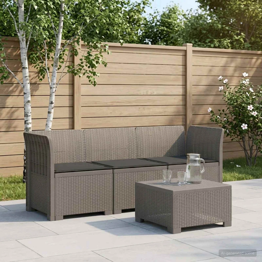 3-vietė sodo sofa su pagalvėlėmis, Rattan išvaizda PP