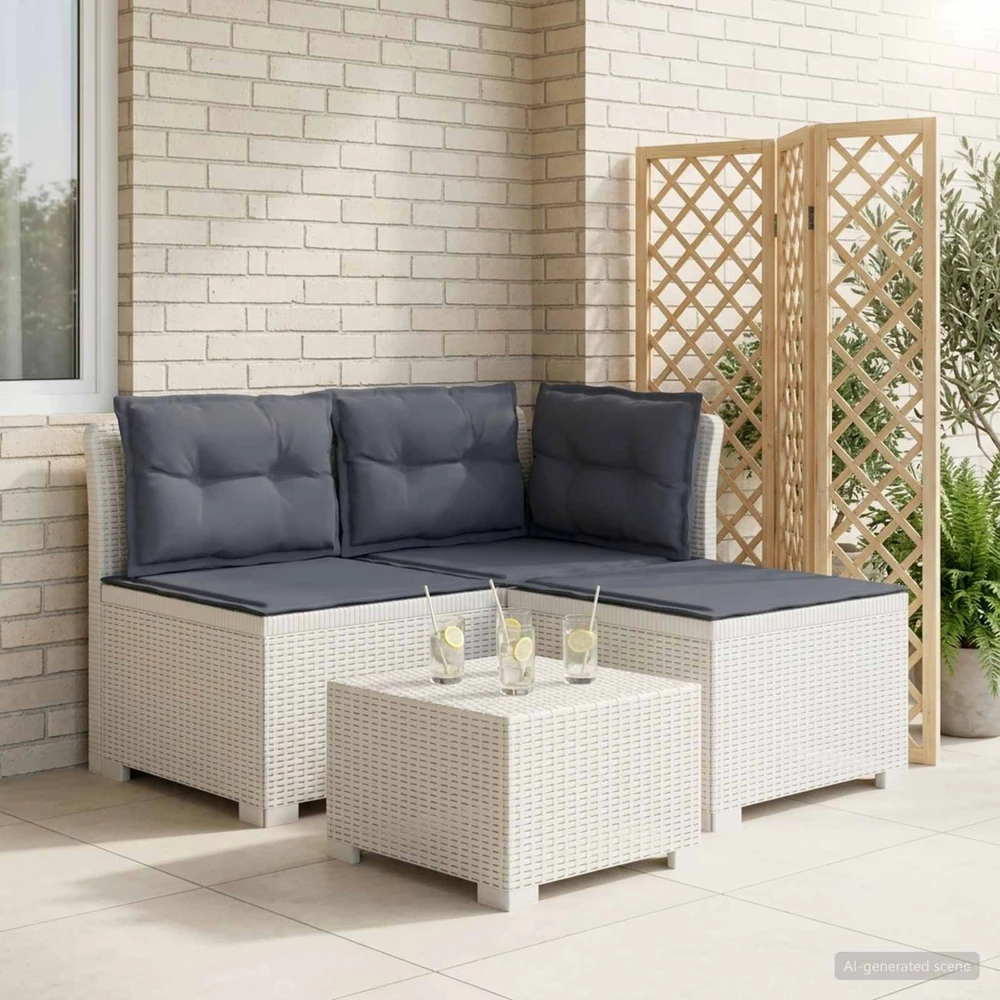 3-vietė sodo sofa su pagalvėlėmis, Rattan išvaizda 3 vietos PP
