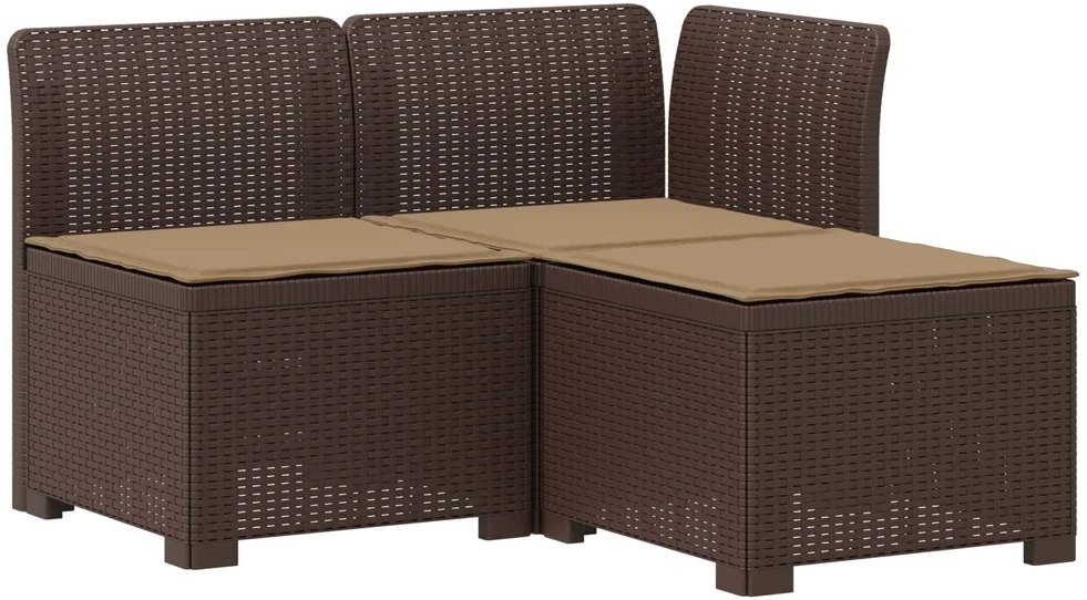 3-vietė sodo sofa su pagalvėlėmis, Rattan išvaizda 3 vietos PP
