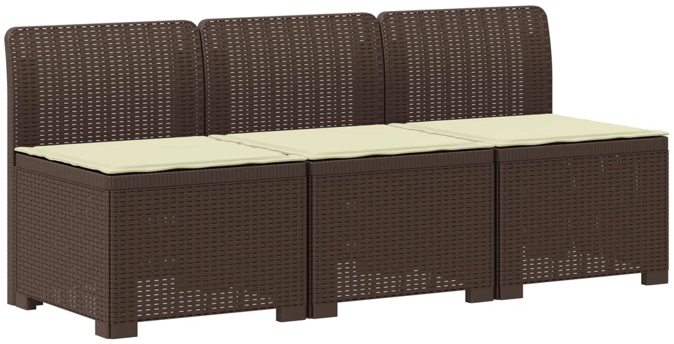 3-vietė sodo sofa su pagalvėlėmis, Rattan išvaizda 3 vietos PP