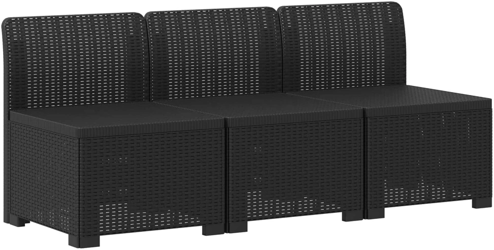 3-vietė sodo sofa su pagalvėlėmis, Rattan išvaizda PP Antracito