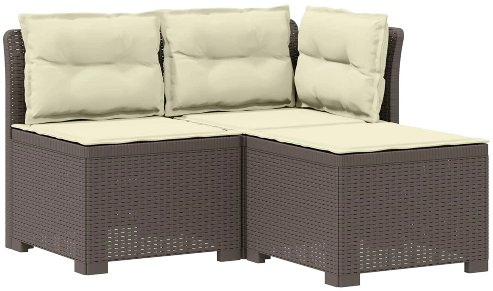 3-vietė sodo sofa su pagalvėlėmis, Rattan išvaizda PP