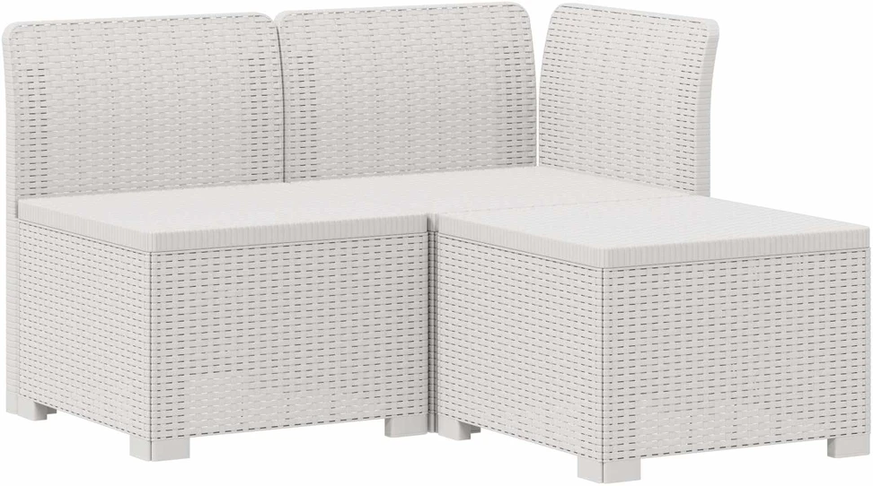 3-vietė sodo sofa su pagalvėlėmis, Rattan išvaizda PP Balta