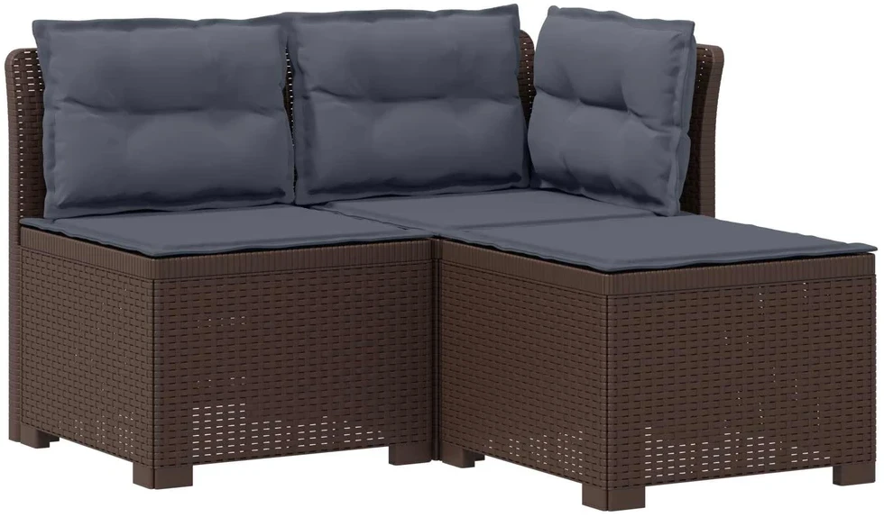3-vietė sodo sofa su pagalvėlėmis, Rattan išvaizda 3 vietos PP