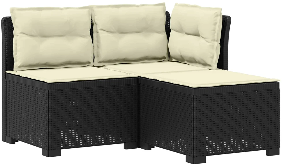 3-vietė sodo sofa su pagalvėlėmis, Rattan išvaizda PP Antracito