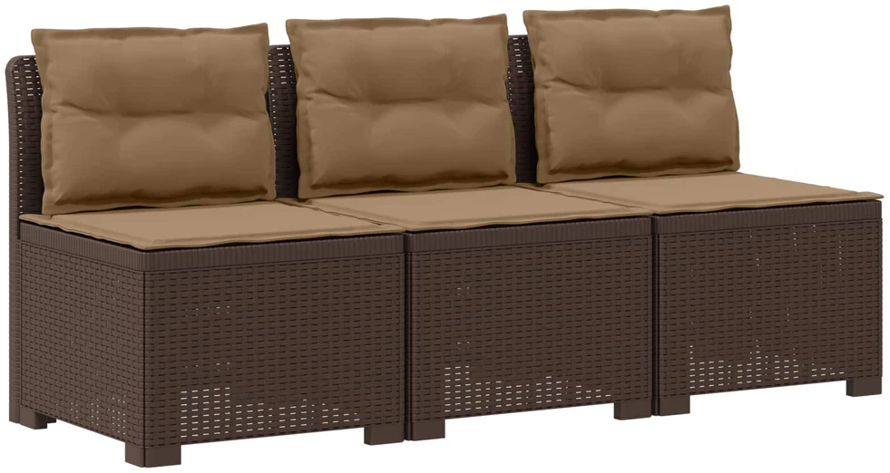 3-vietė sodo sofa su pagalvėlėmis, Rattan išvaizda PP Ruda